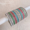 Aafiya Bridal Bangle Set - Silver/Pastels - SOKORA JEWELSAafiya Bridal Bangle Set - Silver/PastelsBANGLES