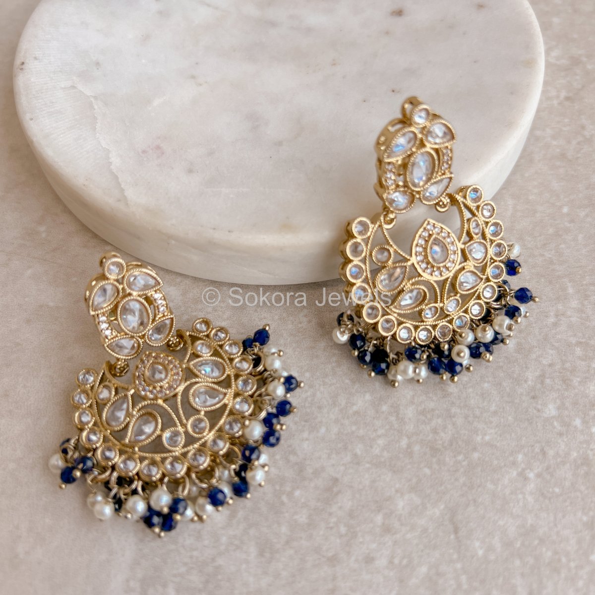 Amreen Small Earrings - Navy - SOKORA JEWELSAmreen Small Earrings - Navy