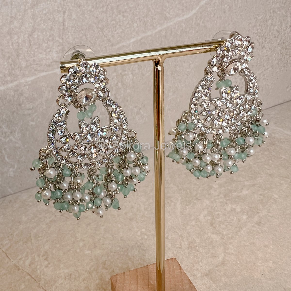 Amulya Silver Small Earrings - Mint - SOKORA JEWELSAmulya Silver Small Earrings - Mint
