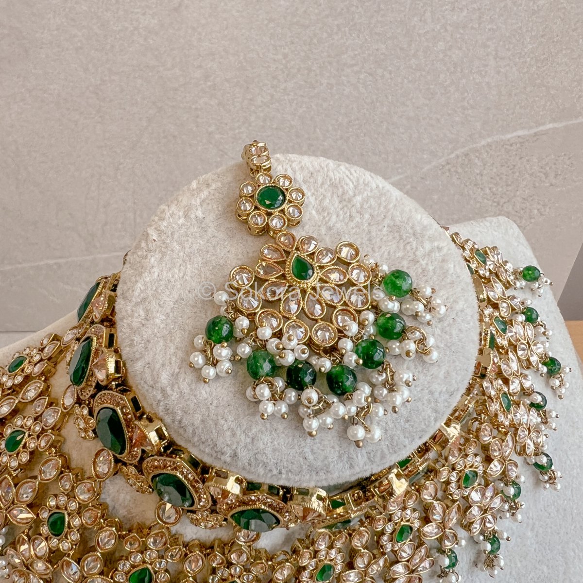 Aria Bridal Necklace Set - Green - SOKORA JEWELSAria Bridal Necklace Set - Green