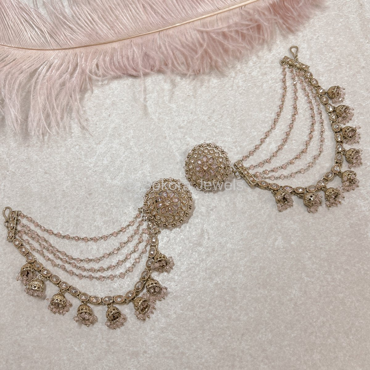 Hina Jhumka detail earrings - Light Pink - SOKORA JEWELSHina Jhumka detail earrings - Light PinkEARRINGS
