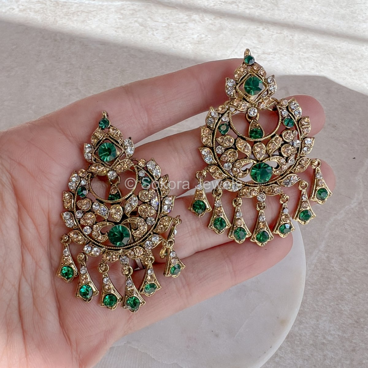 Rubina Earrings - Green - SOKORA JEWELSRubina Earrings - Green