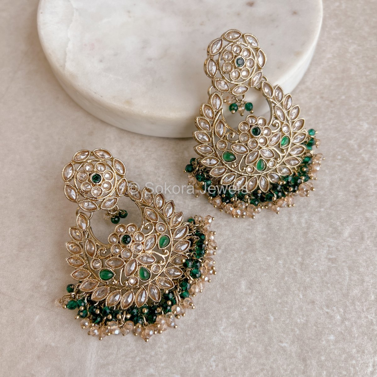 Seema Earrings - Green - SOKORA JEWELSSeema Earrings - Green