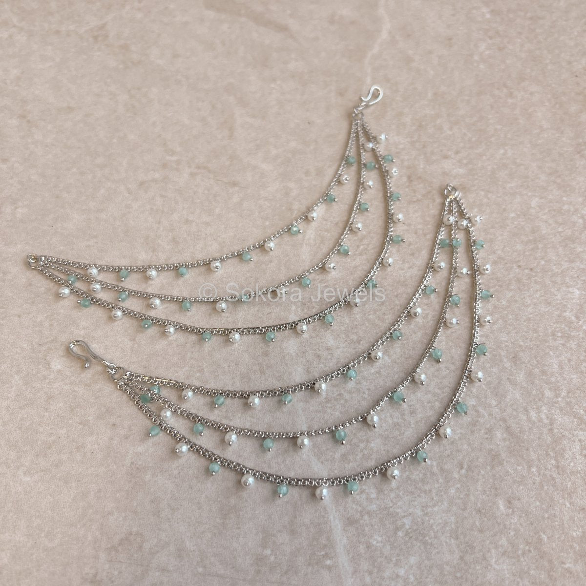 Silver and Mint Earring chains - SOKORA JEWELSSilver and Mint Earring chainsEARRINGS