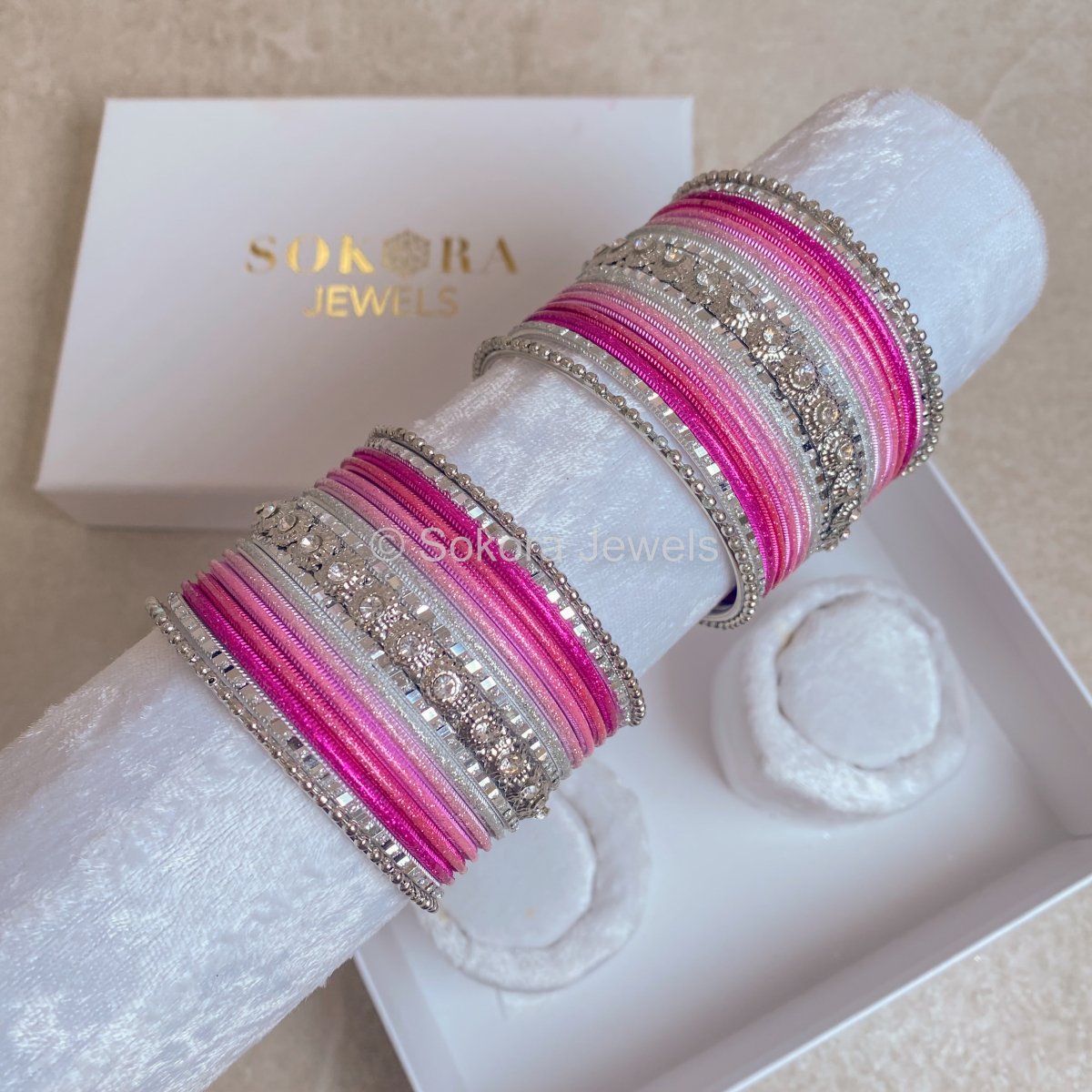 Small Ombre Set - Silver/Pinks - SOKORA JEWELSSmall Ombre Set - Silver/PinksBANGLES