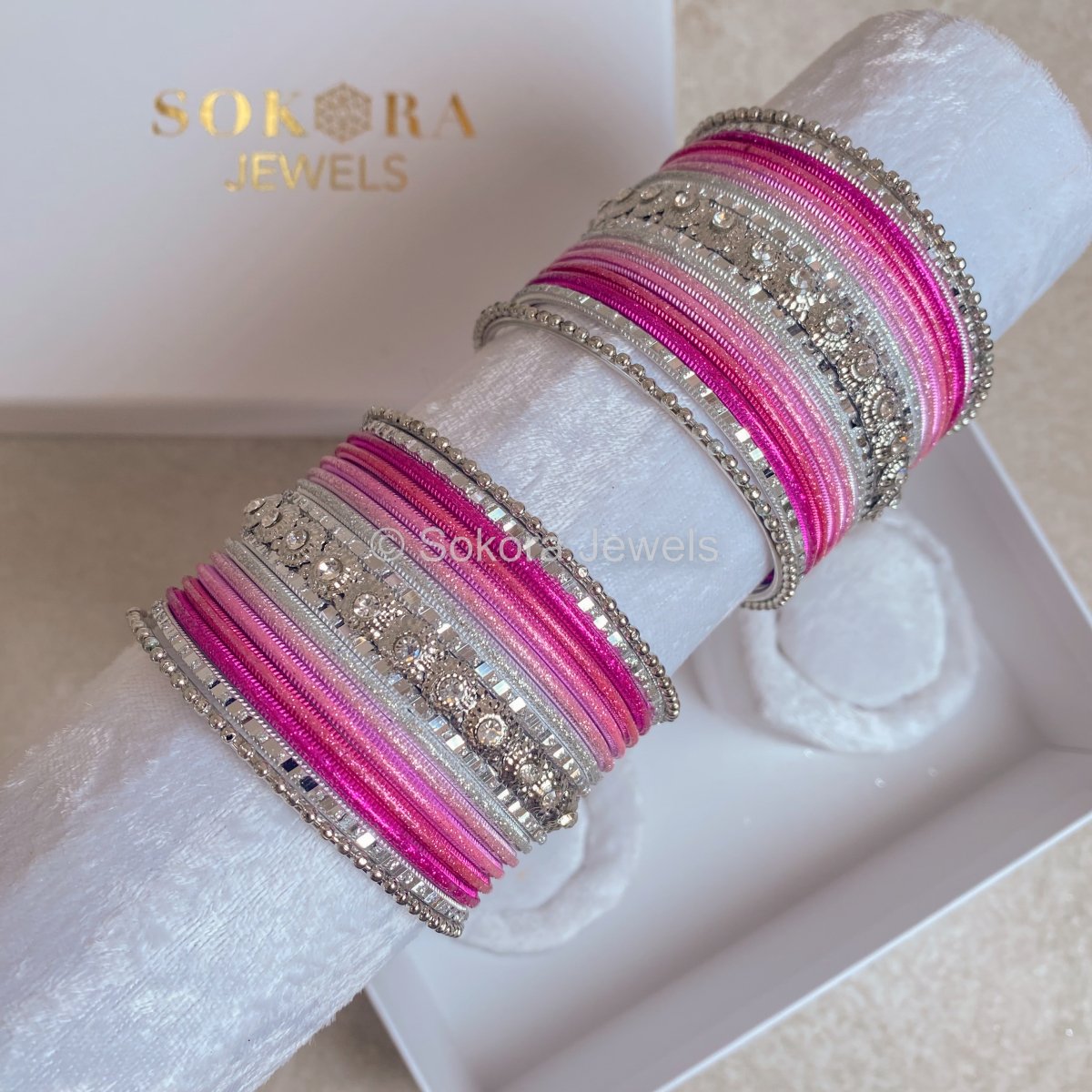 Small Ombre Set - Silver/Pinks - SOKORA JEWELSSmall Ombre Set - Silver/PinksBANGLES
