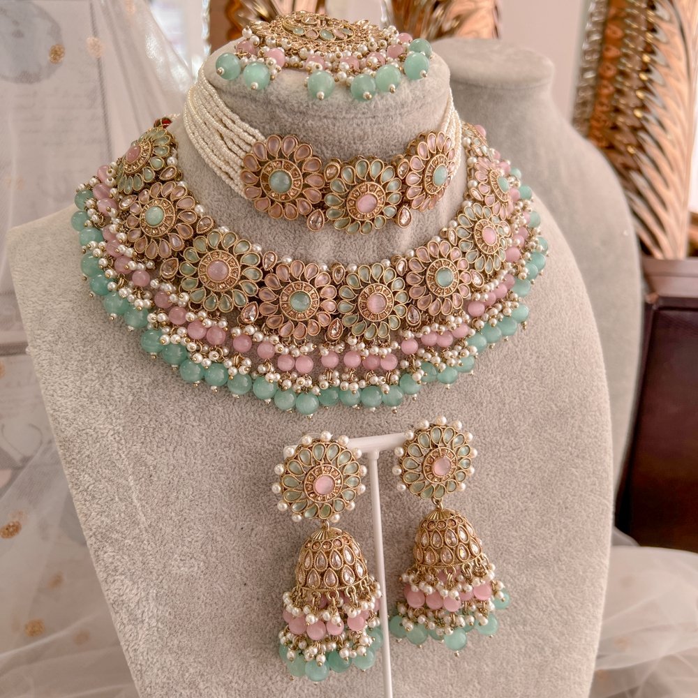 Sea green bridal on sale jewellery set