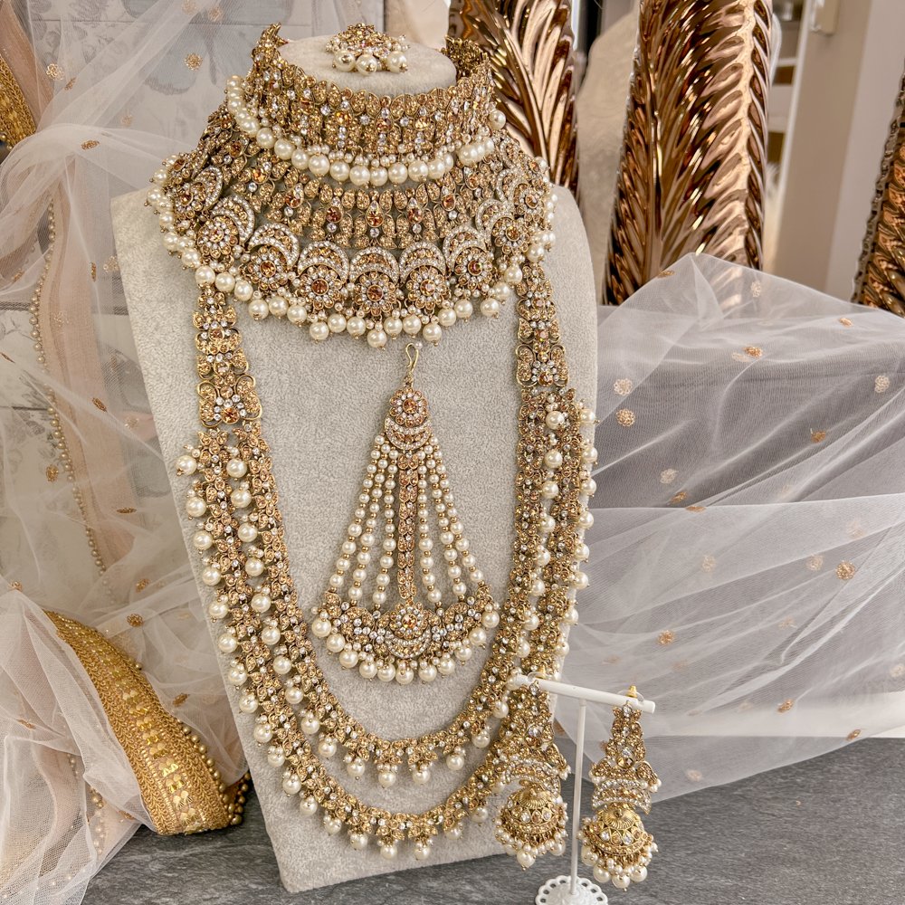 Aleena Bridal Necklace set - Pearl – SOKORA JEWELS