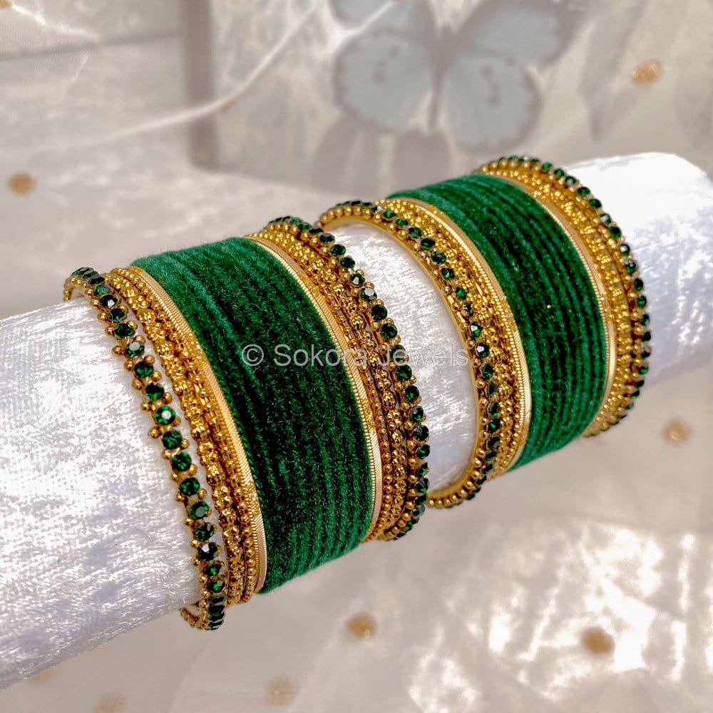 Crystal Collection Bangle Set Green SOKORA JEWELS
