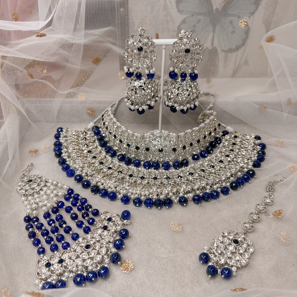 Navy blue and 2025 silver wedding jewelry