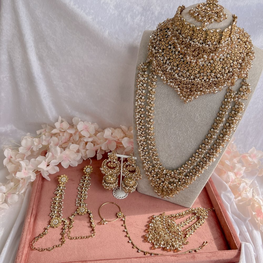 Fakiha Full Bridal set Golden SOKORA JEWELS