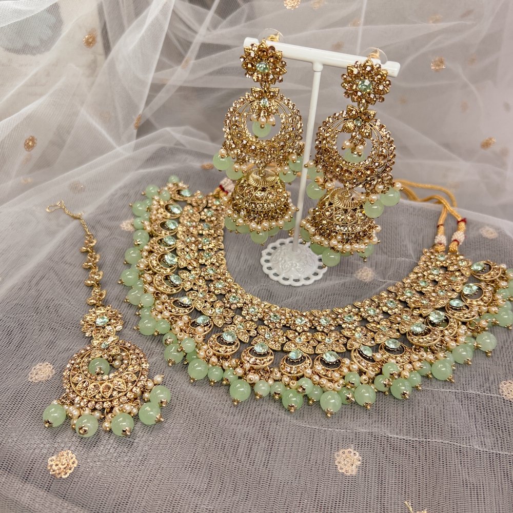 Green indian store jewellery set