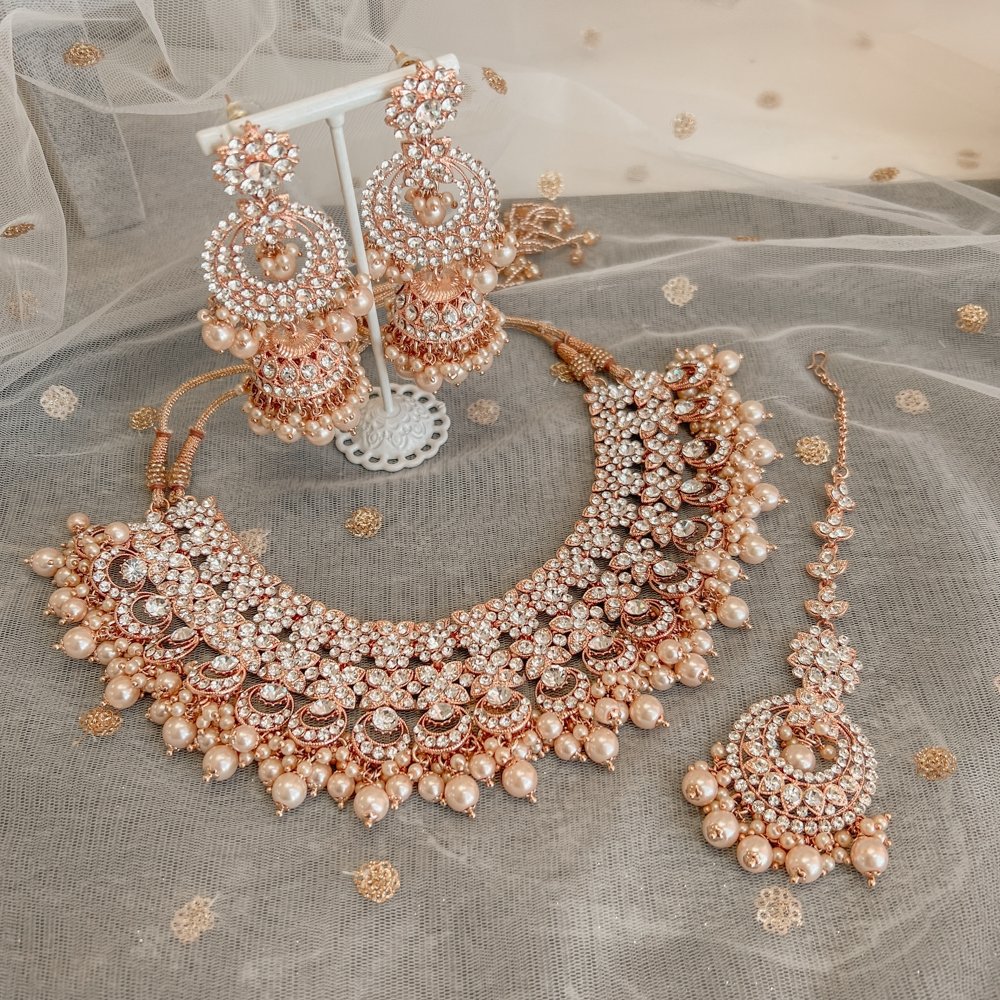 Meera Bridal Choker & Long Necklace Set - Golden – SOKORA JEWELS
