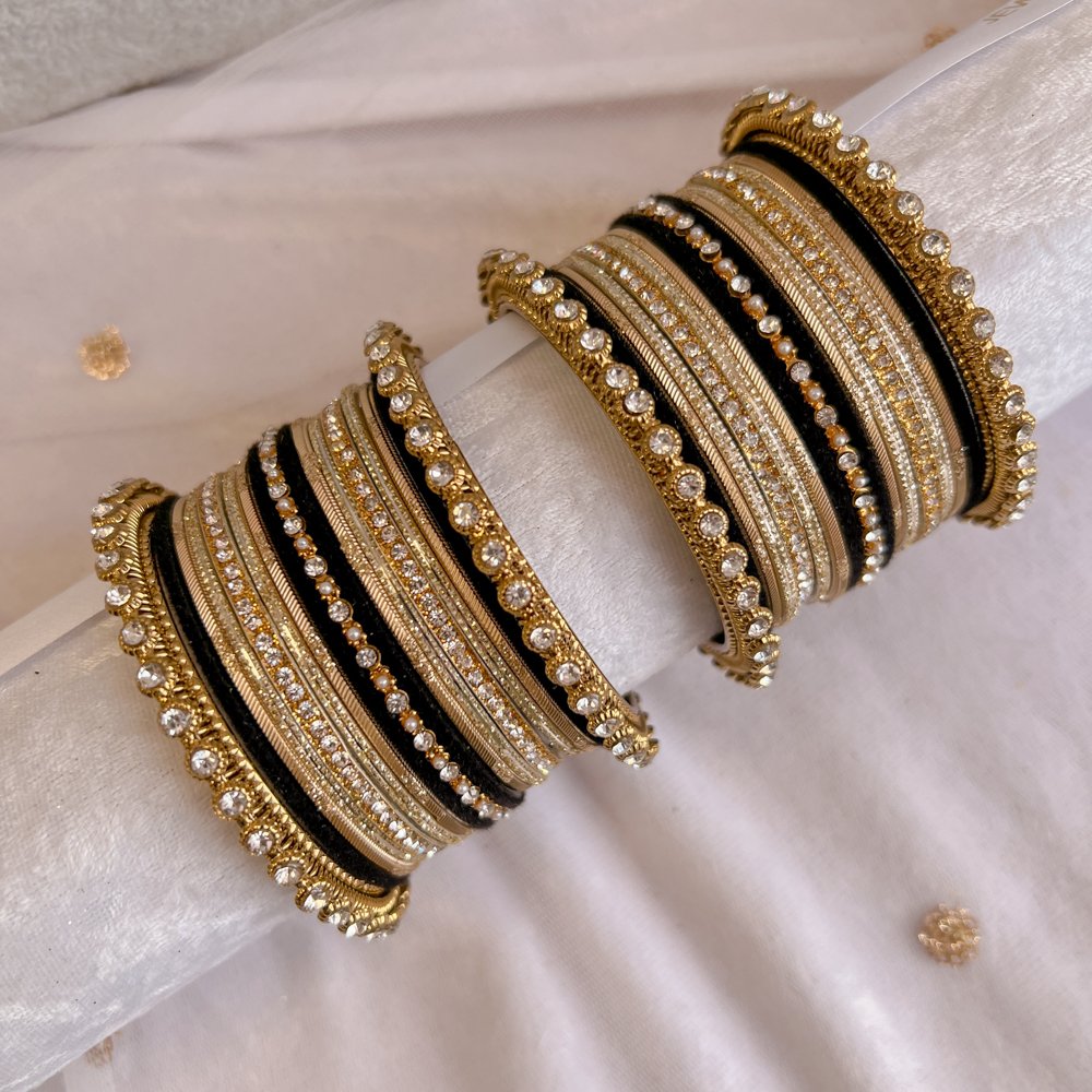 Black and deals golden bangles