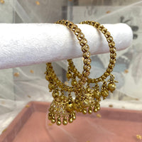 Neha Antique Gold Jhumka Bangles - SOKORA JEWELSNeha Antique Gold Jhumka BanglesBANGLES