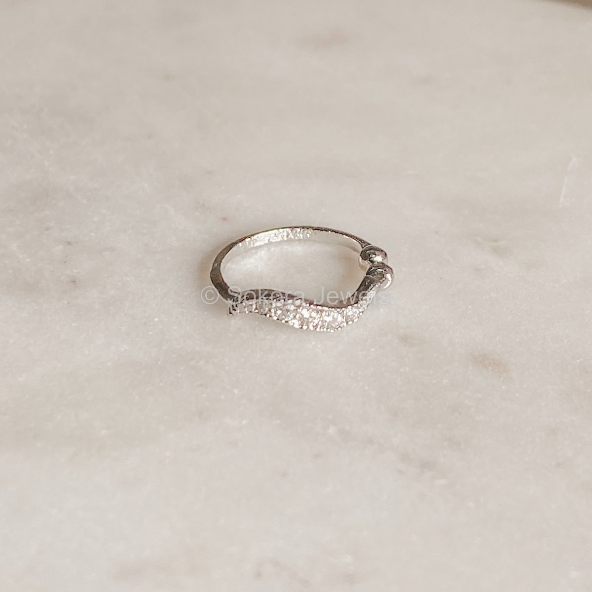 Small Silver Crystal Nose Ring - SOKORA JEWELSSmall Silver Crystal Nose Ring