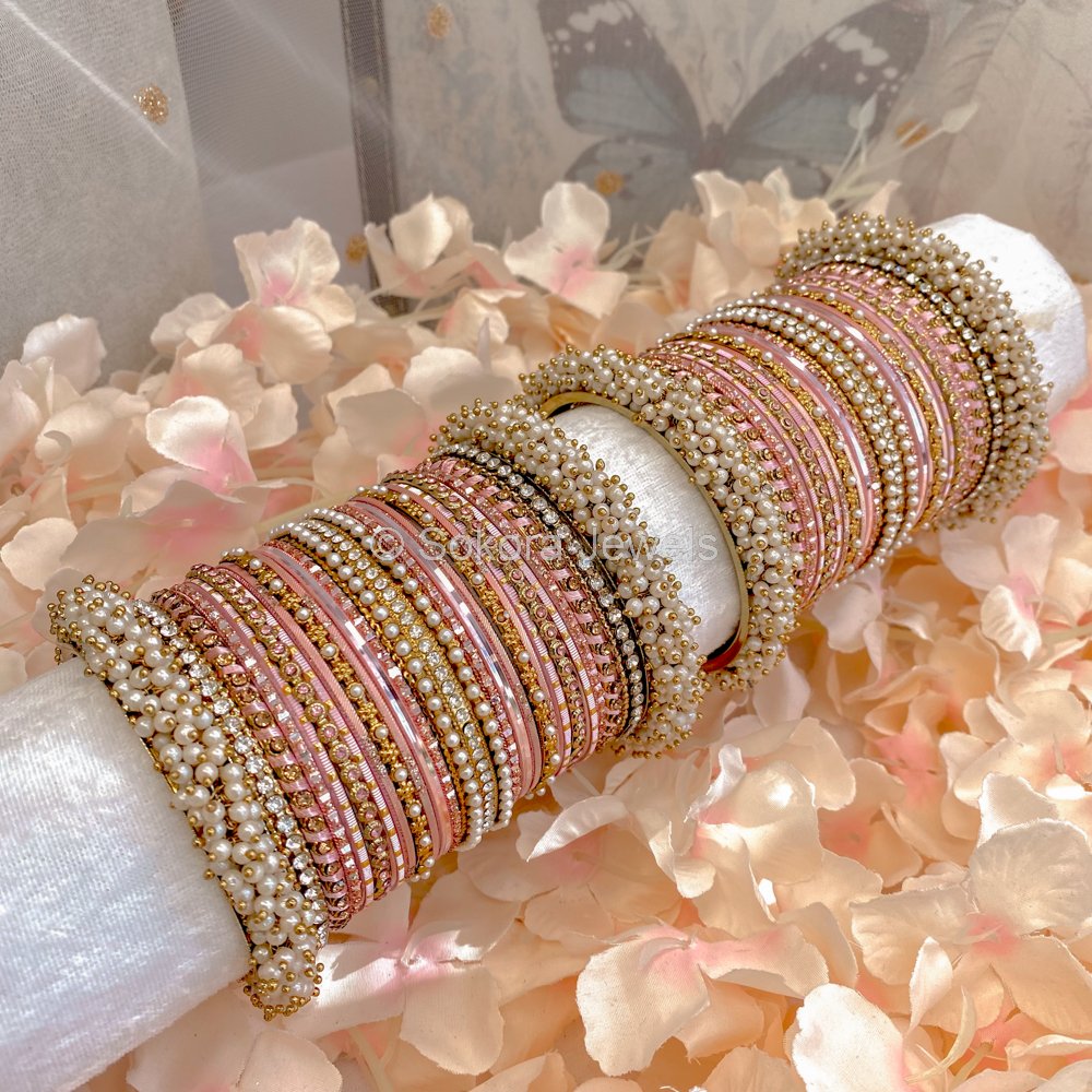 Baby pink hot sale bangles set