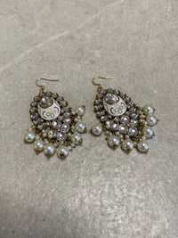 Meenakari Drop Earrings - White