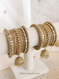 Small Golden Shimmer Crystal Bangle Set