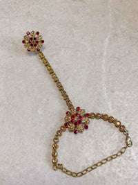Antique Gold Hand Harness -  Maroon