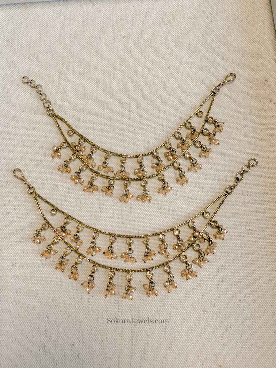 2 Line Golden Earring Chains – SOKORA JEWELS