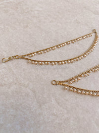 2 Line Pearl and Antique Gold Earring Chains - SOKORA JEWELS2 Line Pearl and Antique Gold Earring ChainsEARRINGS