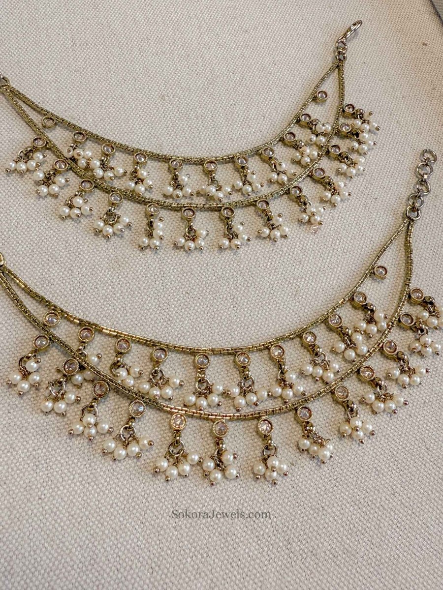 2 Line Pearl Earring Chains - SOKORA JEWELS2 Line Pearl Earring ChainsEARRINGS