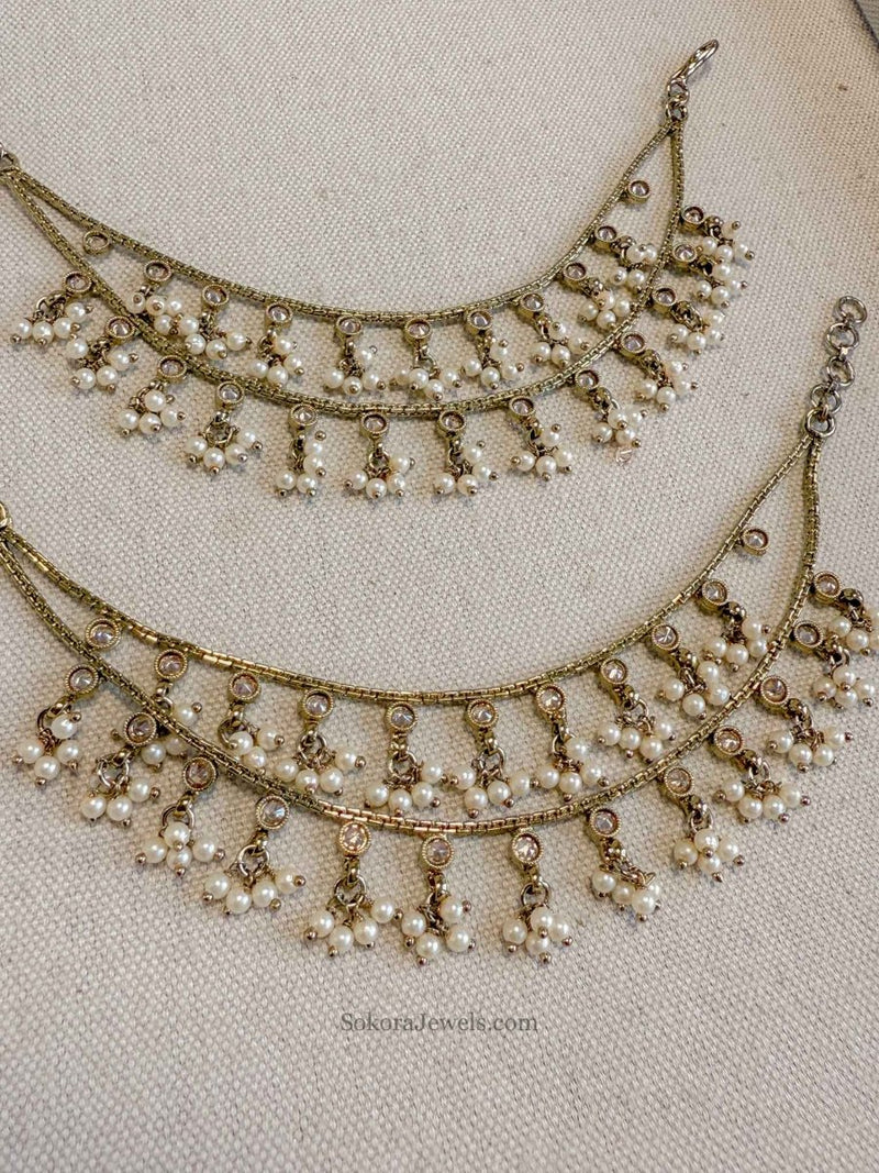 2 Line Pearl Earring Chains - SOKORA JEWELS2 Line Pearl Earring ChainsEARRINGS