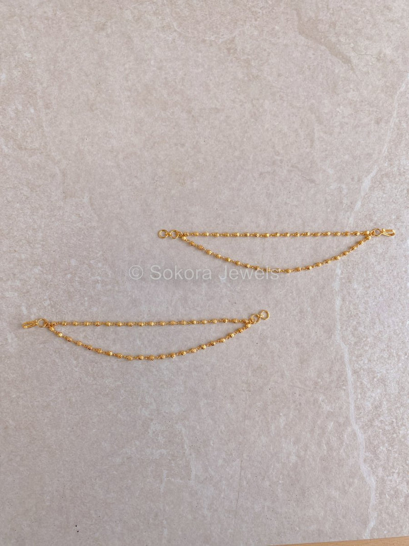 2 Line Simple Bright Gold Earring Chains - SOKORA JEWELS2 Line Simple Bright Gold Earring ChainsEARRINGS