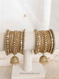 Small Golden Shimmer Crystal Bangle Set
