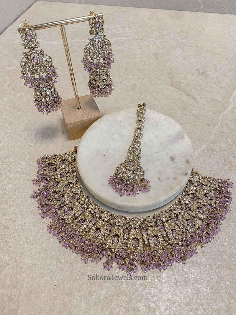 Sofia Golden Necklace Set - 18 Colour Options