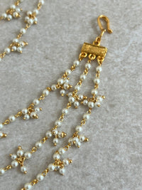 3 Line Bright Gold Pearl Earring Chains - SOKORA JEWELS3 Line Bright Gold Pearl Earring ChainsEARRINGS