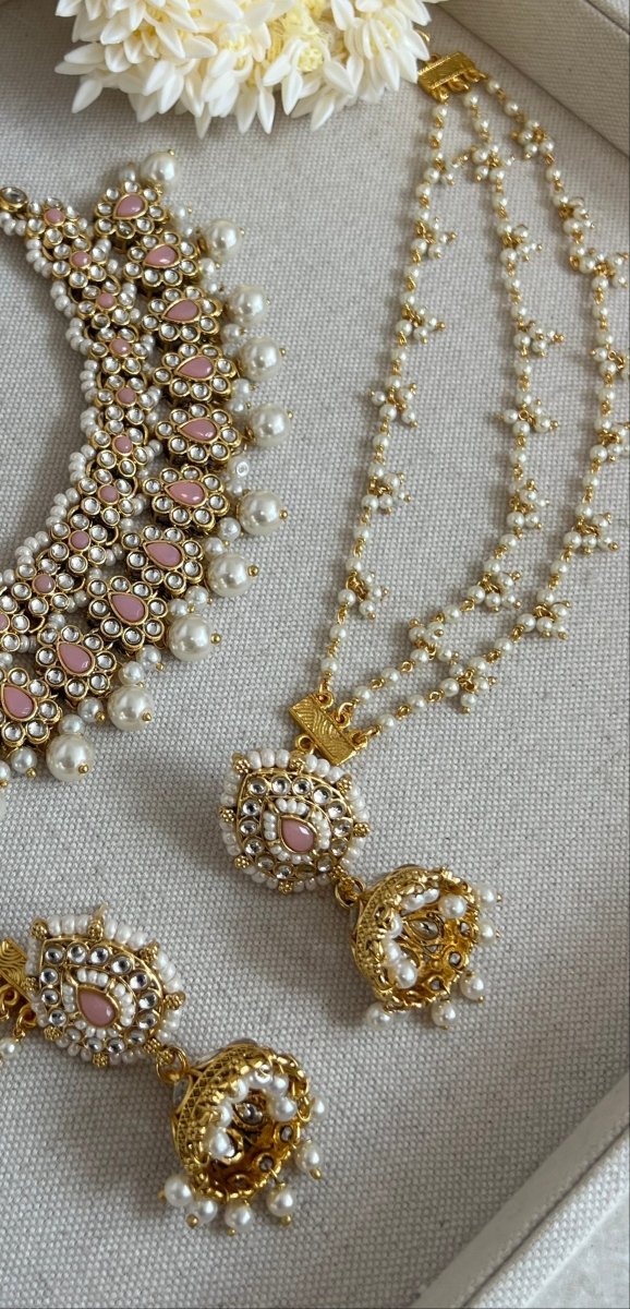 3 Line Bright Gold Pearl Earring Chains - SOKORA JEWELS3 Line Bright Gold Pearl Earring ChainsEARRINGS