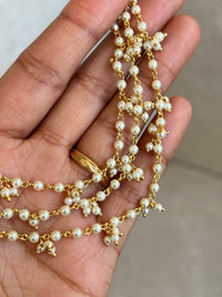 3 Line Bright Gold Pearl Earring Chains - SOKORA JEWELS3 Line Bright Gold Pearl Earring ChainsEARRINGS