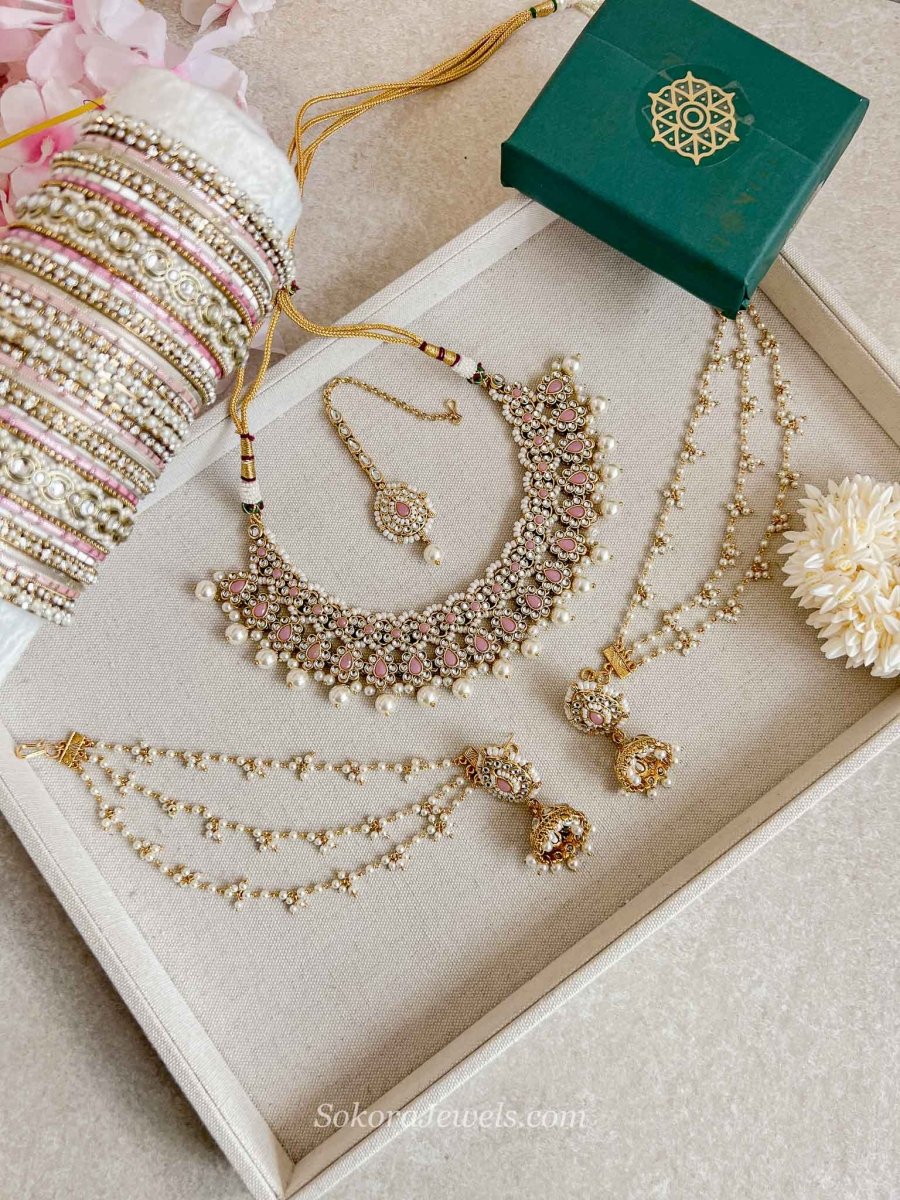 3 Line Bright Gold Pearl Earring Chains - SOKORA JEWELS3 Line Bright Gold Pearl Earring ChainsEARRINGS