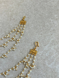 3 Line Bright Gold Pearl Earring Chains - SOKORA JEWELS3 Line Bright Gold Pearl Earring ChainsEARRINGS