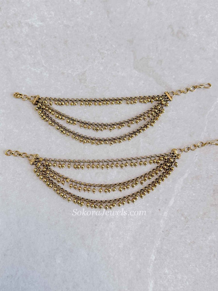 3 Line Gold Ball Earring Chains - SOKORA JEWELS3 Line Gold Ball Earring ChainsEARRINGS