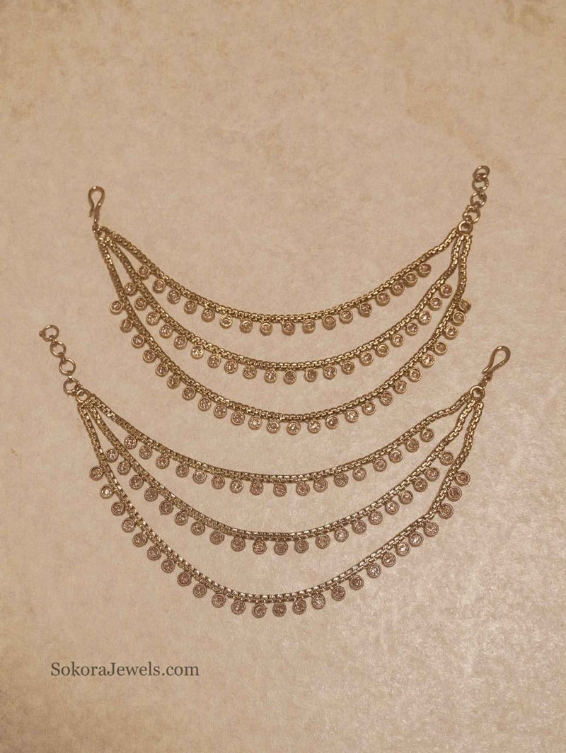 3 Line Golden Crystal Earring chains (Sahara) - SOKORA JEWELS3 Line Golden Crystal Earring chains (Sahara)EARRINGS