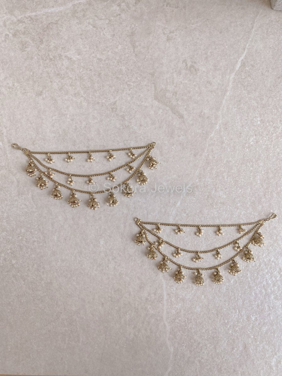 3 Line Jhumka Earring chains - SOKORA JEWELS3 Line Jhumka Earring chainsEARRINGS