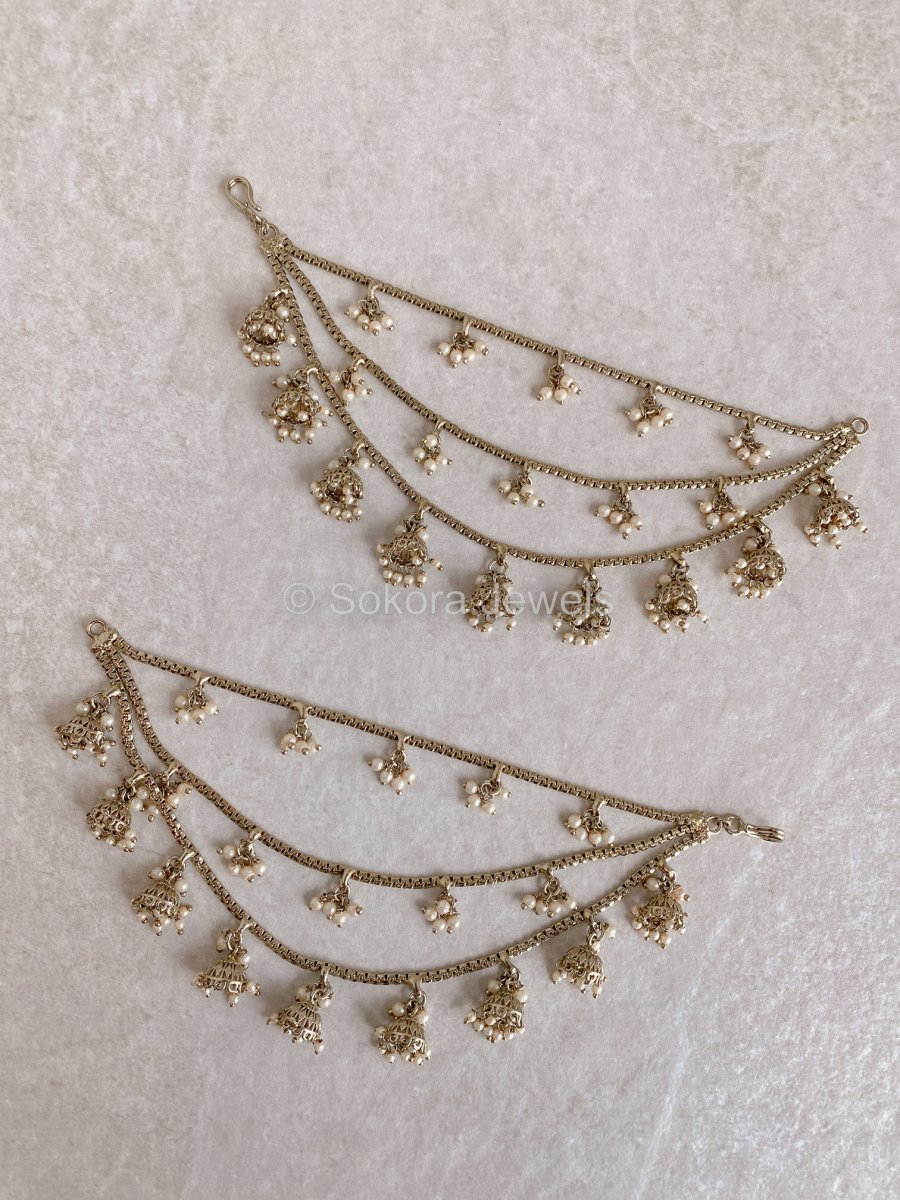 3 Line Jhumka Earring chains - SOKORA JEWELS3 Line Jhumka Earring chainsEARRINGS