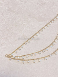 3 Line Pearl and Antique Gold Earring Chains - SOKORA JEWELS3 Line Pearl and Antique Gold Earring ChainsEARRINGS