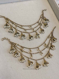 3 Line Pearl & Jhumka Earring chains - SOKORA JEWELS3 Line Pearl & Jhumka Earring chainsEARRINGS