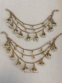 3 Line Pearl & Jhumka Earring chains - SOKORA JEWELS3 Line Pearl & Jhumka Earring chainsEARRINGS