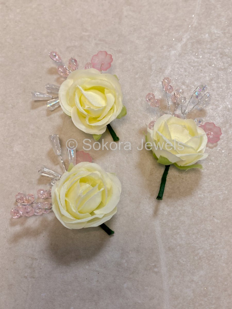 3 Pack Rose Buttonhole Pocket Flower - 4 Colour Options - SOKORA JEWELS3 Pack Rose Buttonhole Pocket Flower - 4 Colour Options