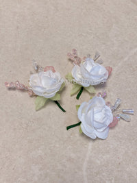 3 Pack Rose Buttonhole Pocket Flower - 4 Colour Options - SOKORA JEWELS3 Pack Rose Buttonhole Pocket Flower - 4 Colour Options