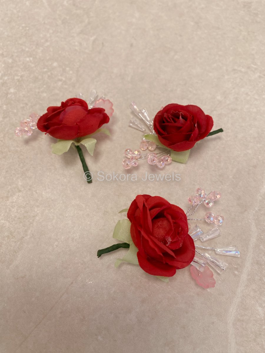 3 Pack Rose Buttonhole Pocket Flower - 4 Colour Options - SOKORA JEWELS3 Pack Rose Buttonhole Pocket Flower - 4 Colour Options