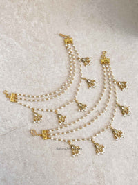 3 Strand Pearl & Kundan Gem Earring chains - SOKORA JEWELS3 Strand Pearl & Kundan Gem Earring chainsEARRINGS