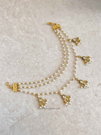 3 Strand Pearl & Kundan Gem Earring chains - SOKORA JEWELS3 Strand Pearl & Kundan Gem Earring chainsEARRINGS