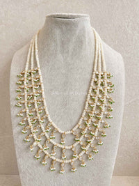 3 Strand Pearl Kundan Long Necklace - SOKORA JEWELS3 Strand Pearl Kundan Long Necklace