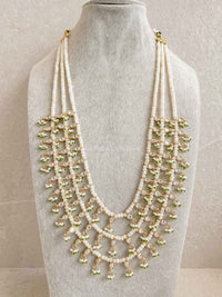 3 Strand Pearl Kundan Long Necklace - SOKORA JEWELS3 Strand Pearl Kundan Long Necklace